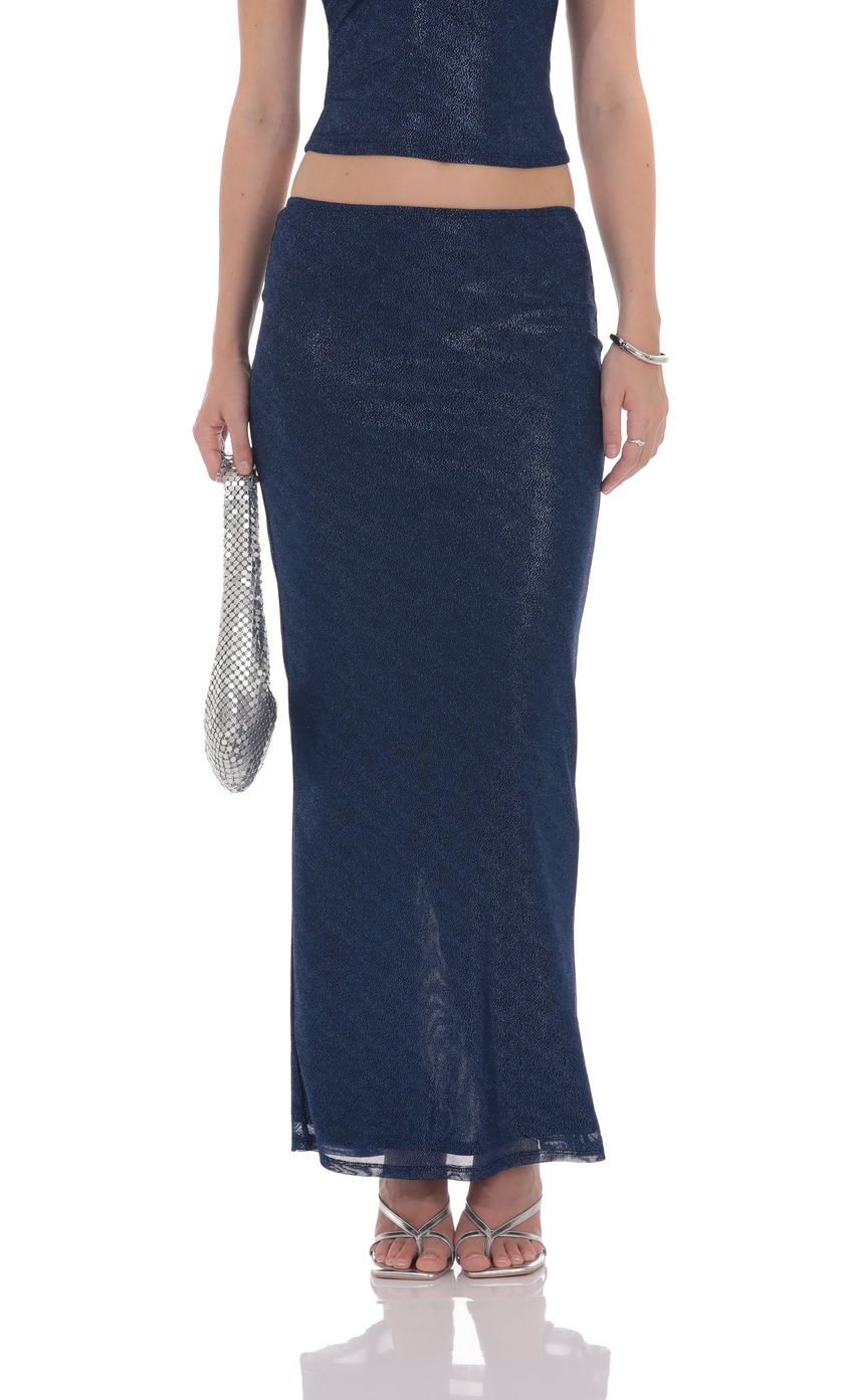 Product image for Strapless Foiled Lace Two Piece Set in Navy