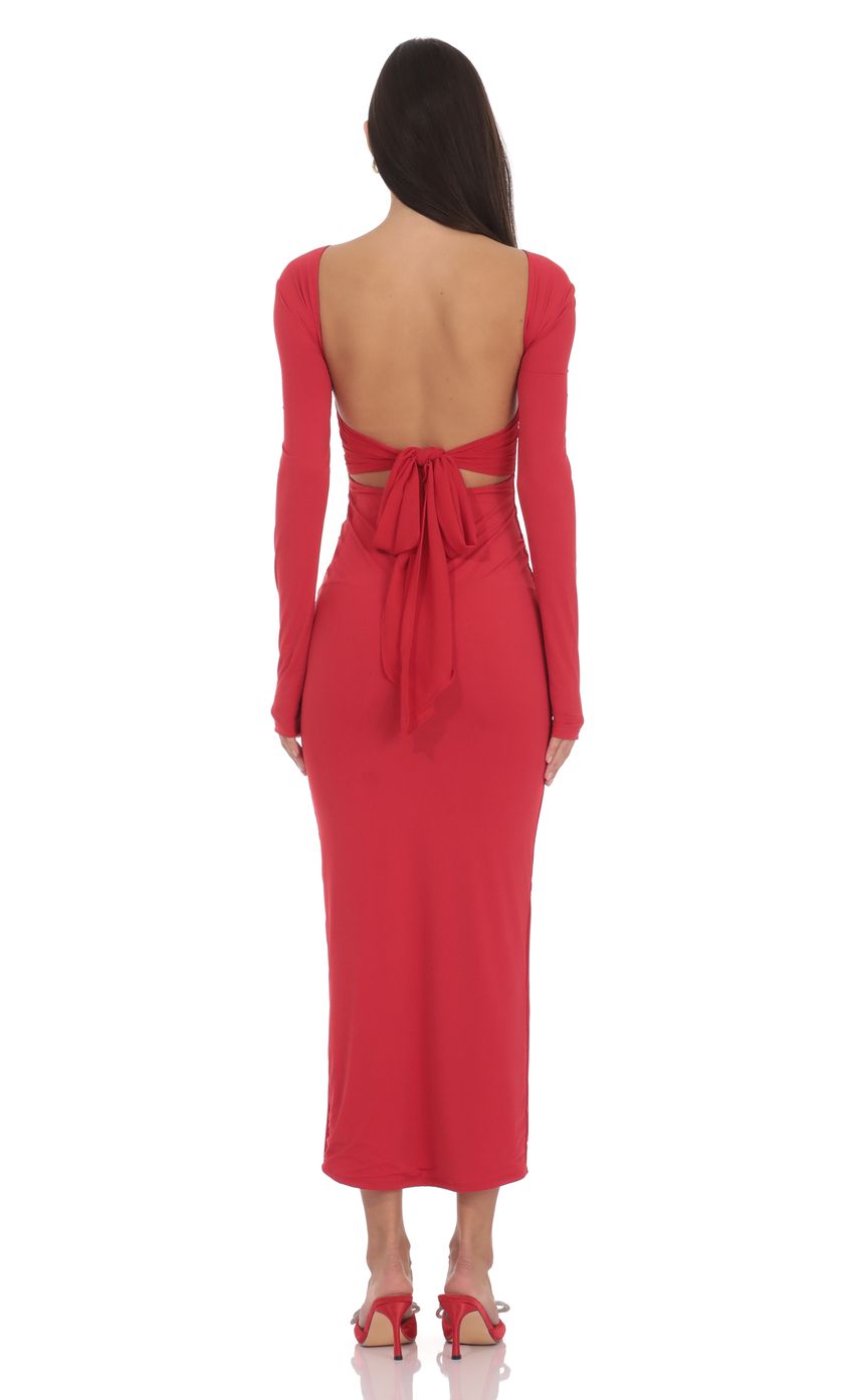 Product image for Open Back Bow Maxi Dress in Red