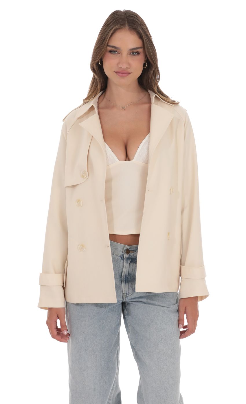Product image for Double Breasted Trench Coat in Cream