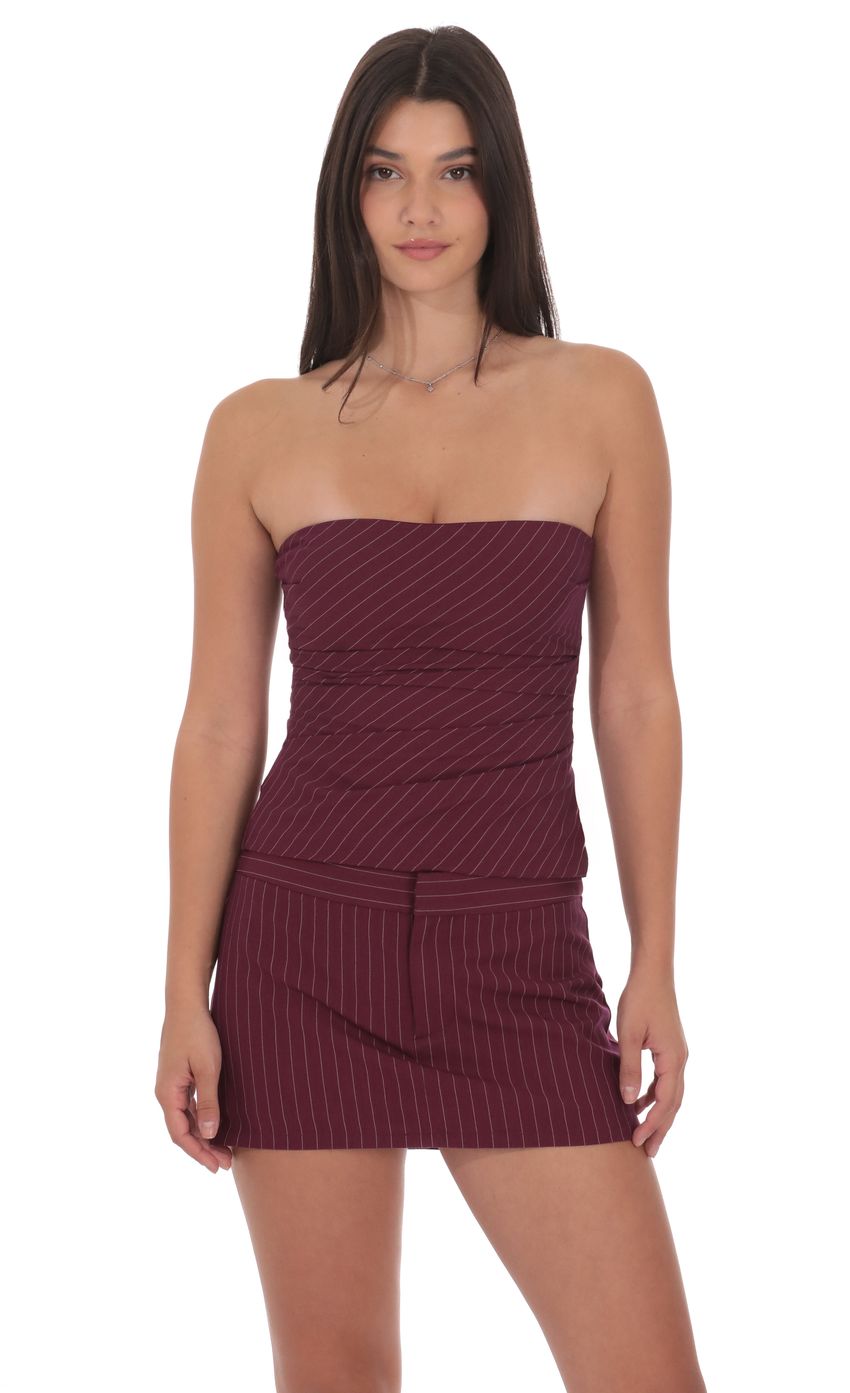 Product image for Striped Mini Skort in Burgundy