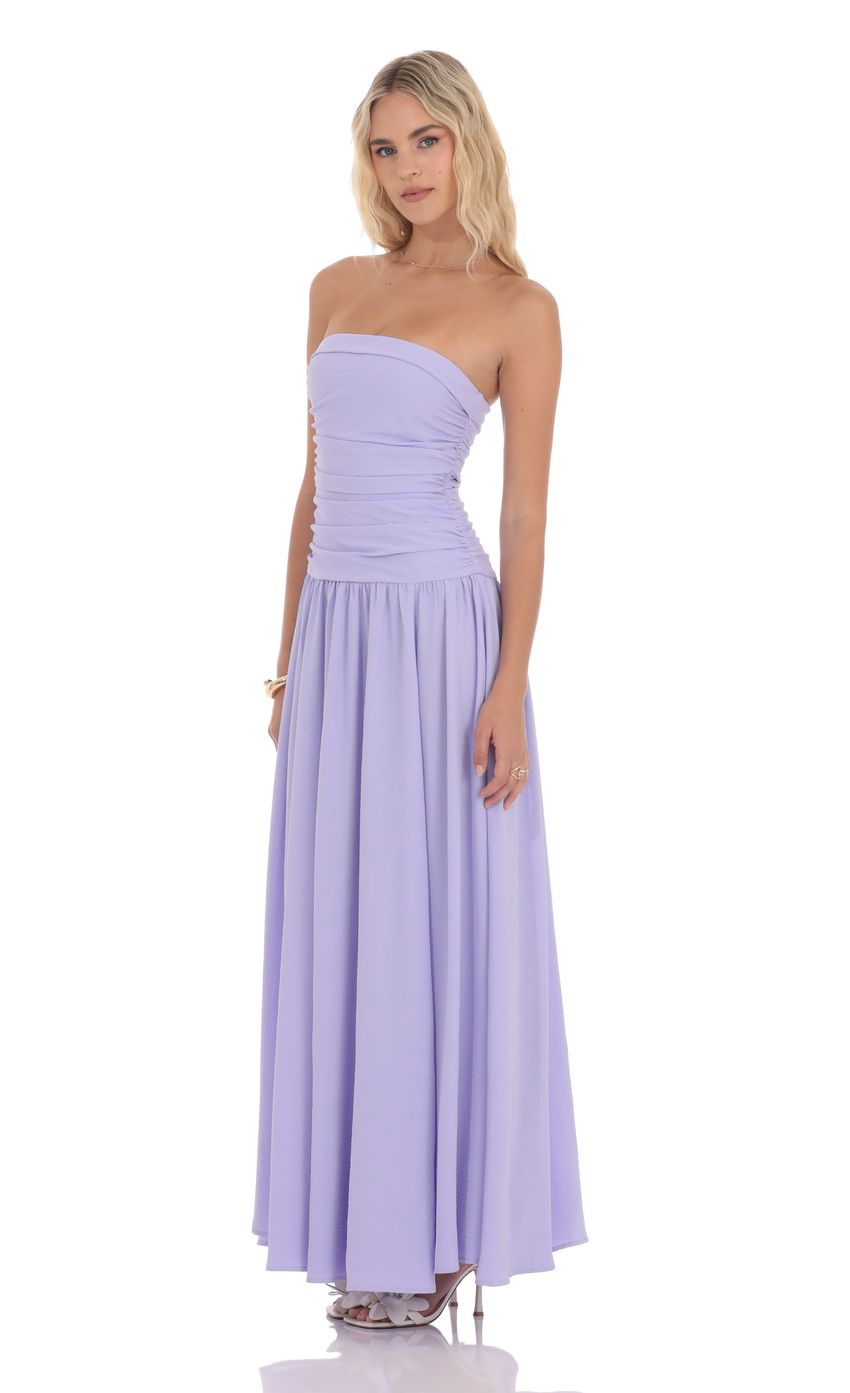 Picture Strapless Drop Waist Maxi Dress in Lavender. Source: https://media-img.lucyinthesky.com/data/product-media/850xAUTO/524ac4e7-436b-4e31-b6f8-534da9fa536e.jpg