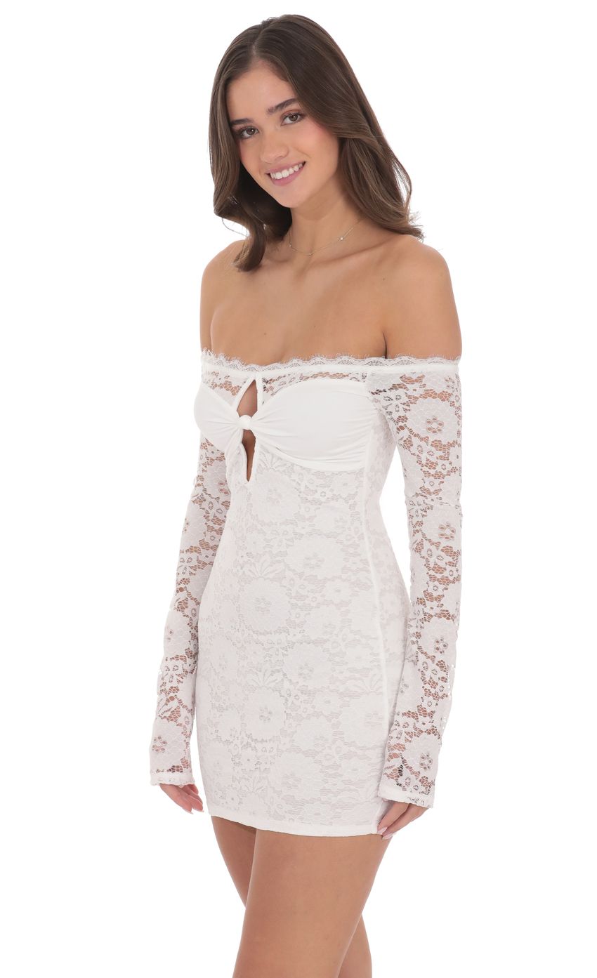 Product image for Lace Off Shoulder Bodycon Dress in White