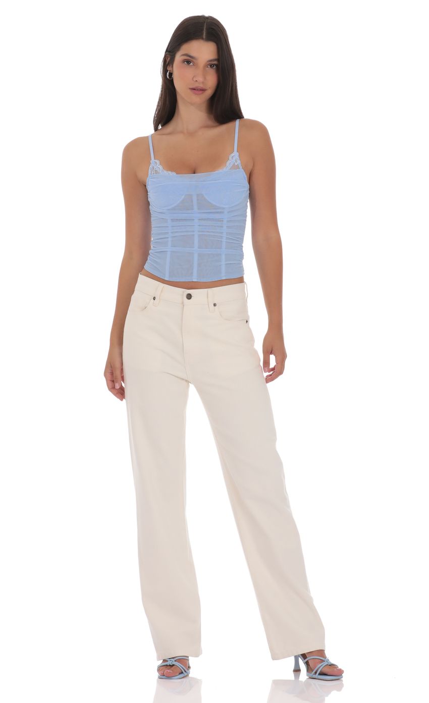 Product image for Sheer Mesh Corset Top in Light Blue