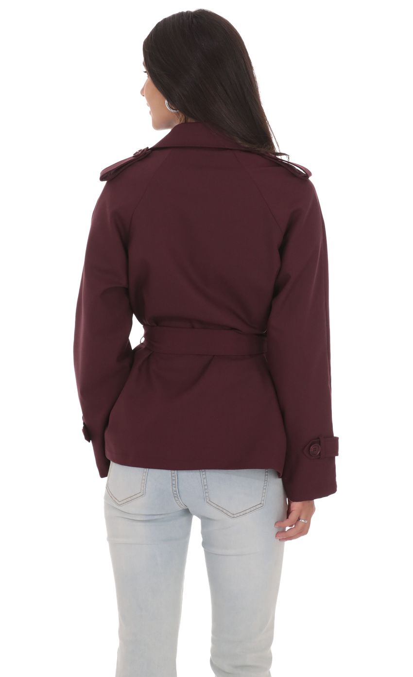 Product image for Double Breasted Trench Coat in Burgundy