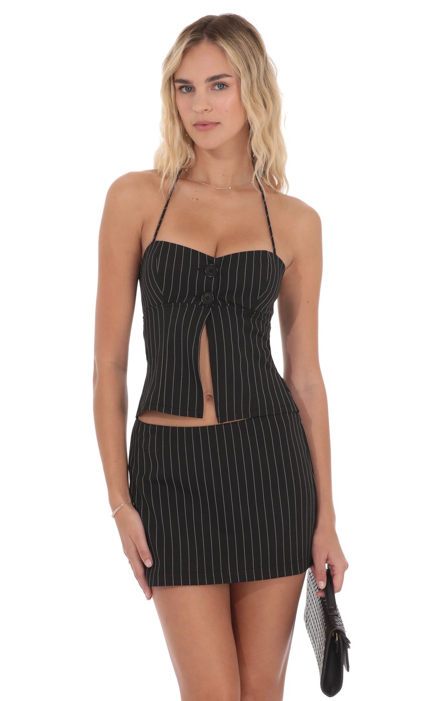 Product image for Pinstripe Mini Skirt in Black