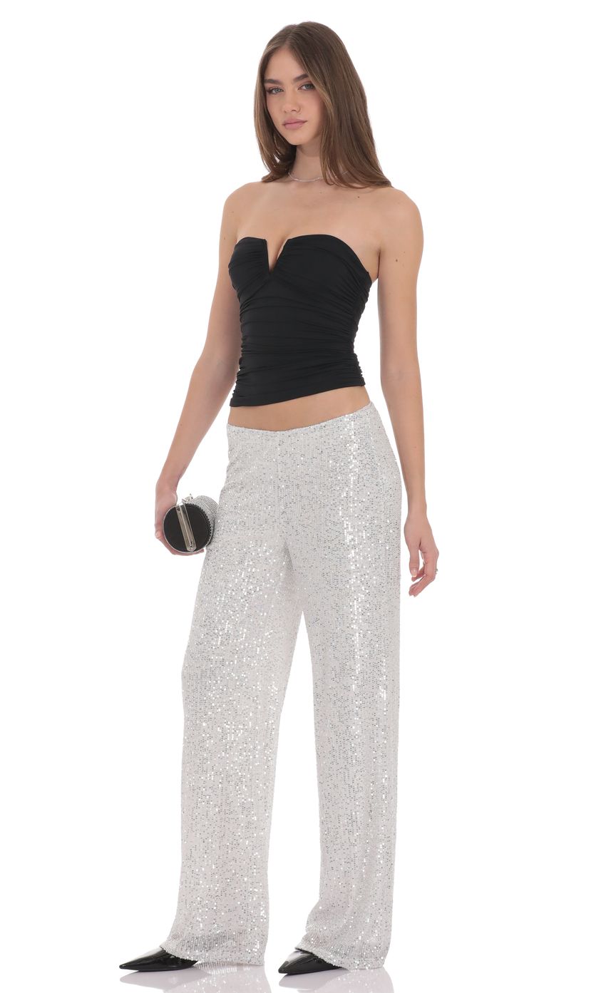 Product image for Straight Sequin Pants in Silver