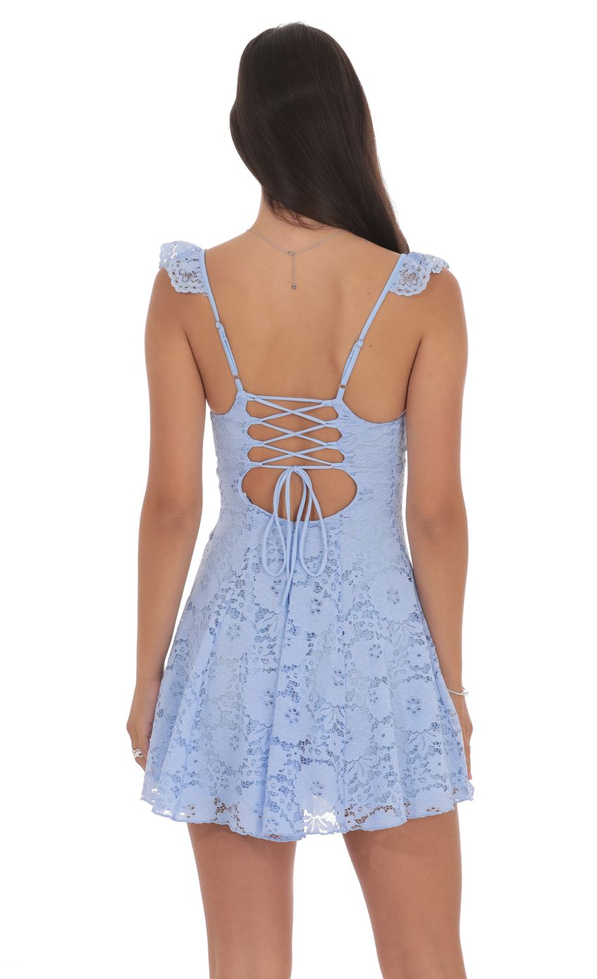 Product image for Lace Fit and Flare Dress in Light Blue
