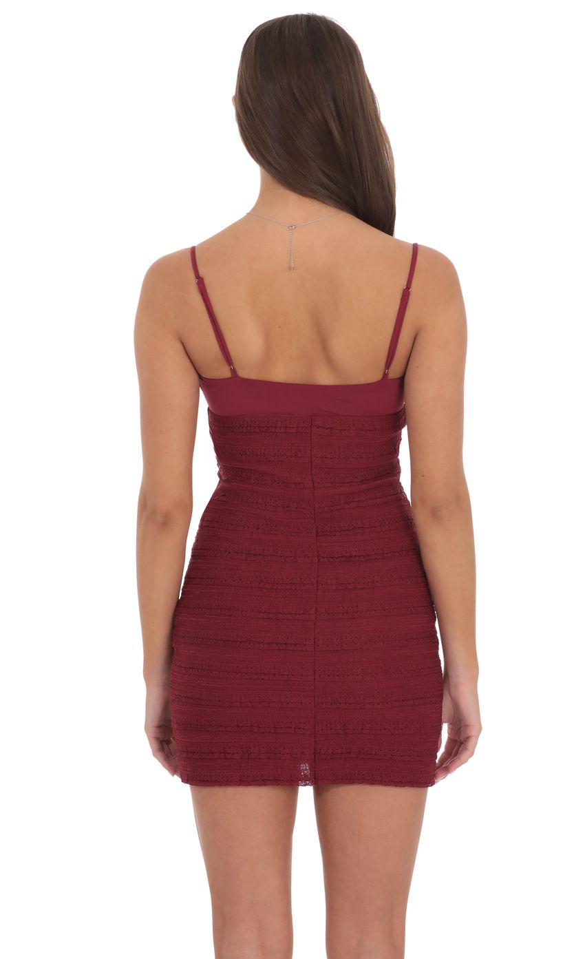 Product image for Crinkle Bodycon Dress in Burgundy