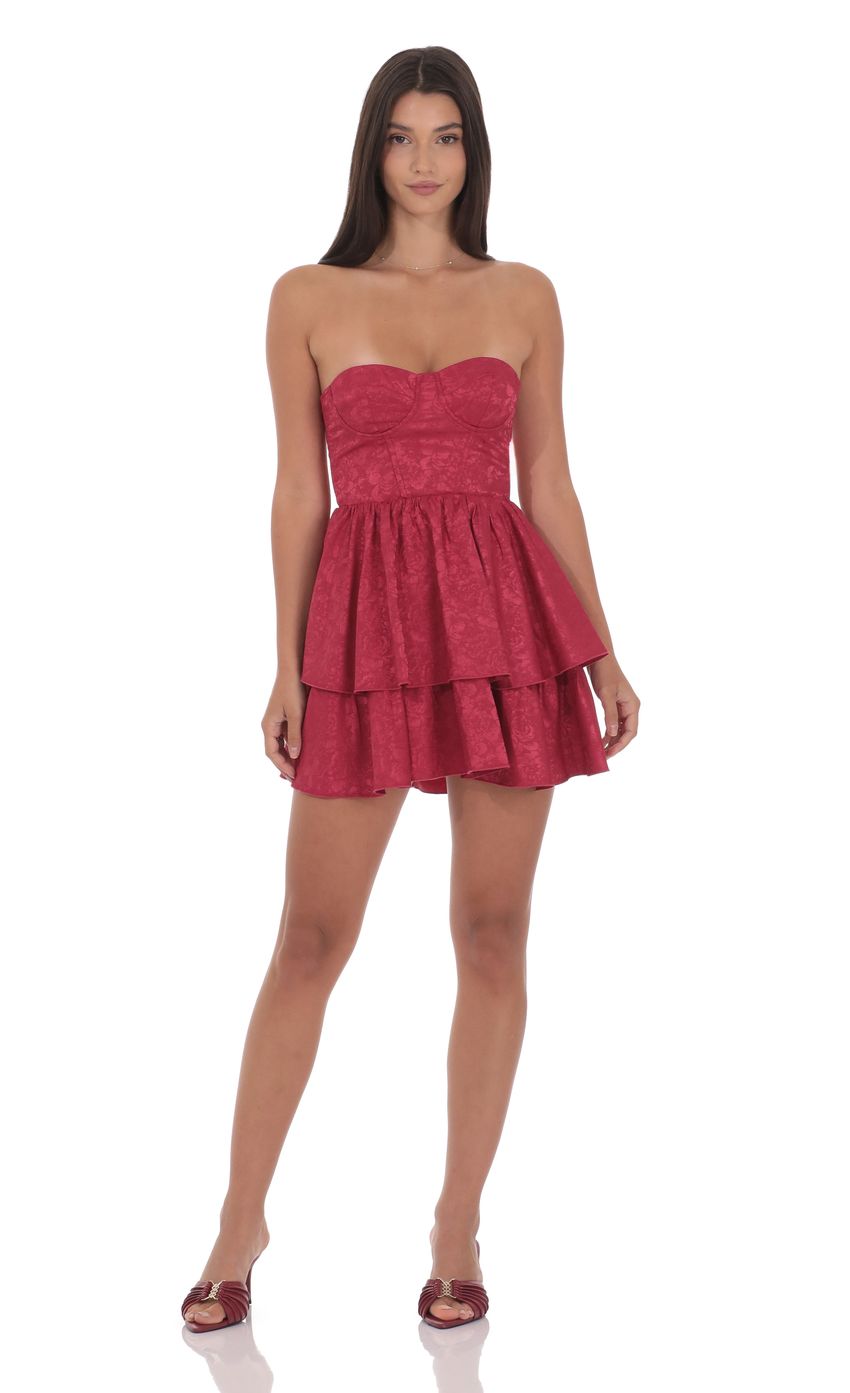 Product image for Jacquard Corset A-line Dress in Rose