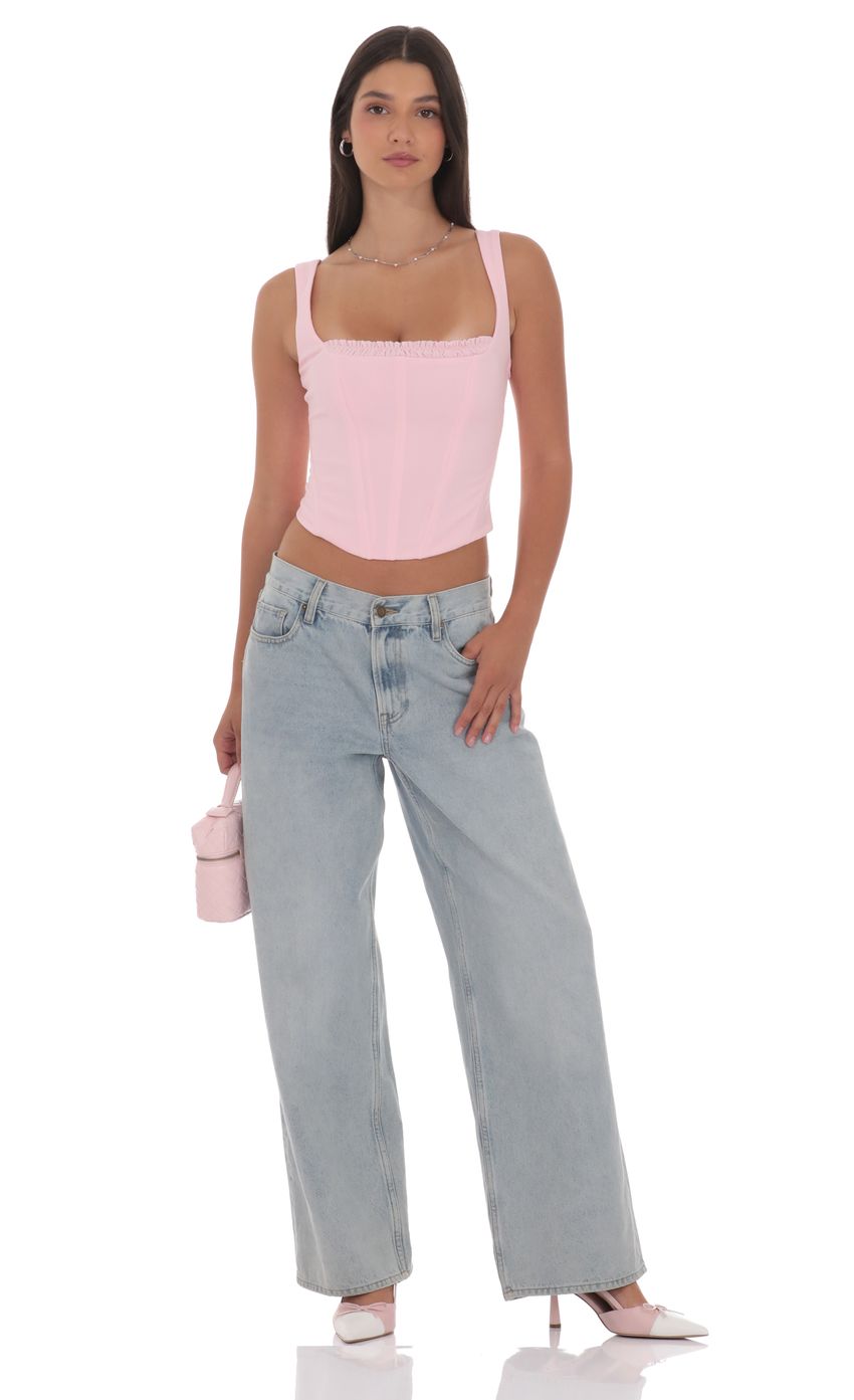 Product image for Detailed Corset Top in Pink