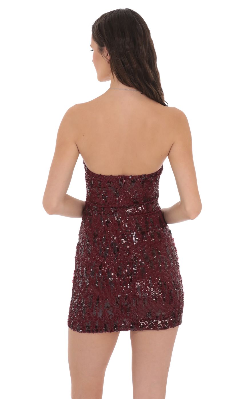 Product image for Two-Toned Sequin Bodycon Dress in Burgundy