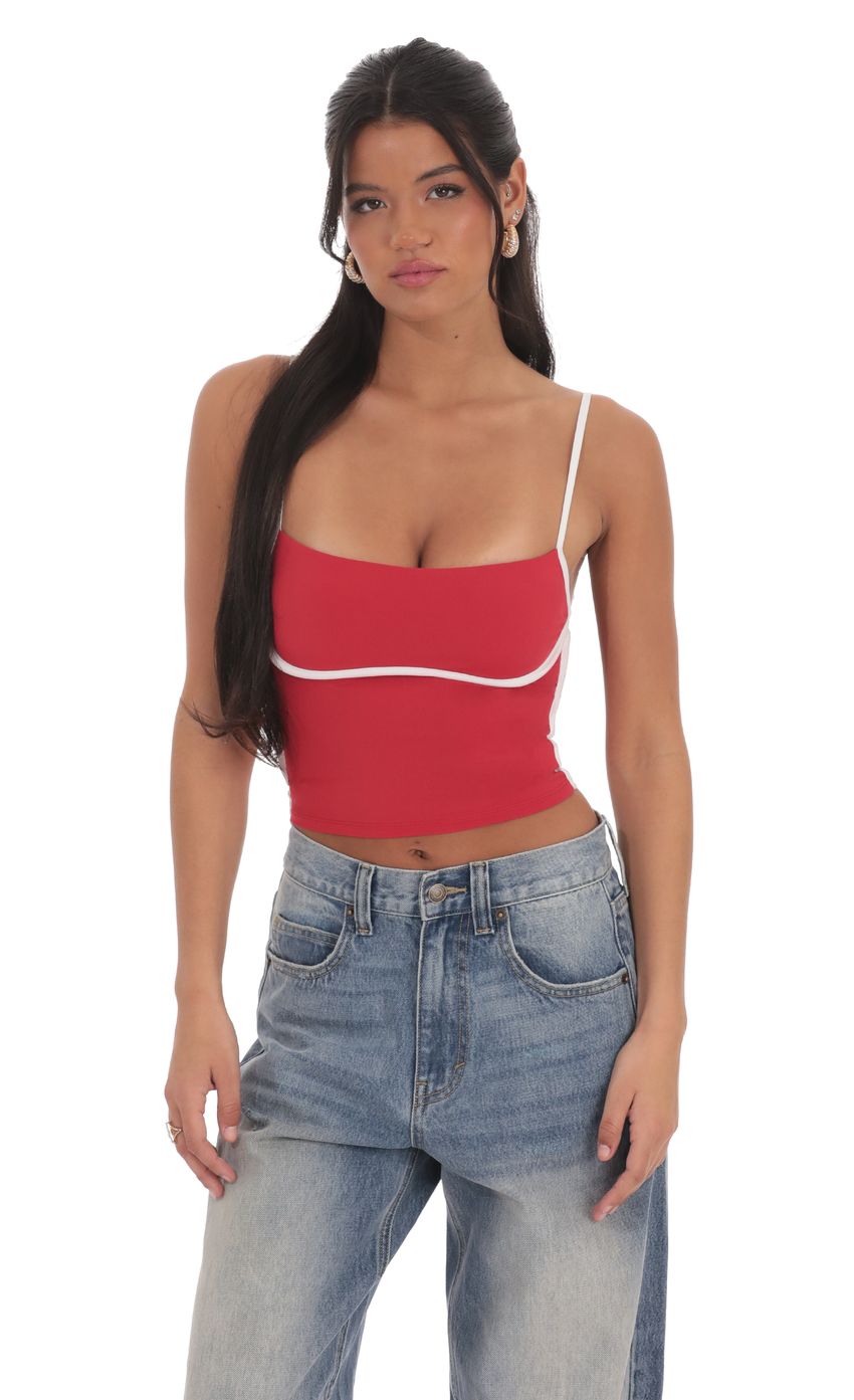 Picture Outline Crop Top in Sky Red. Source: https://media-img.lucyinthesky.com/data/product-media/850xAUTO/563d62c6-77ec-409e-905b-e4a11c472977.jpg