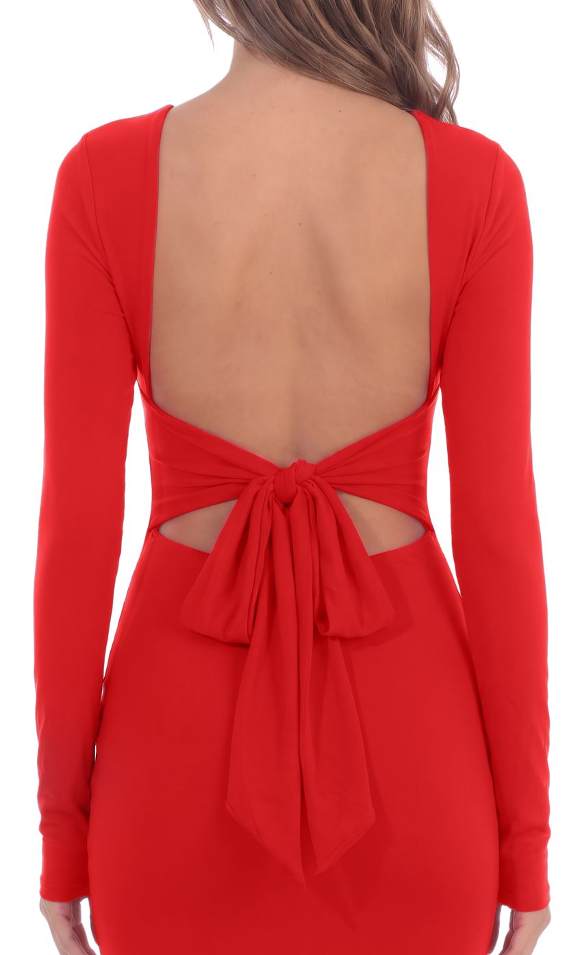 Product image for Long Sleeve Open Back Mini Dress in Red