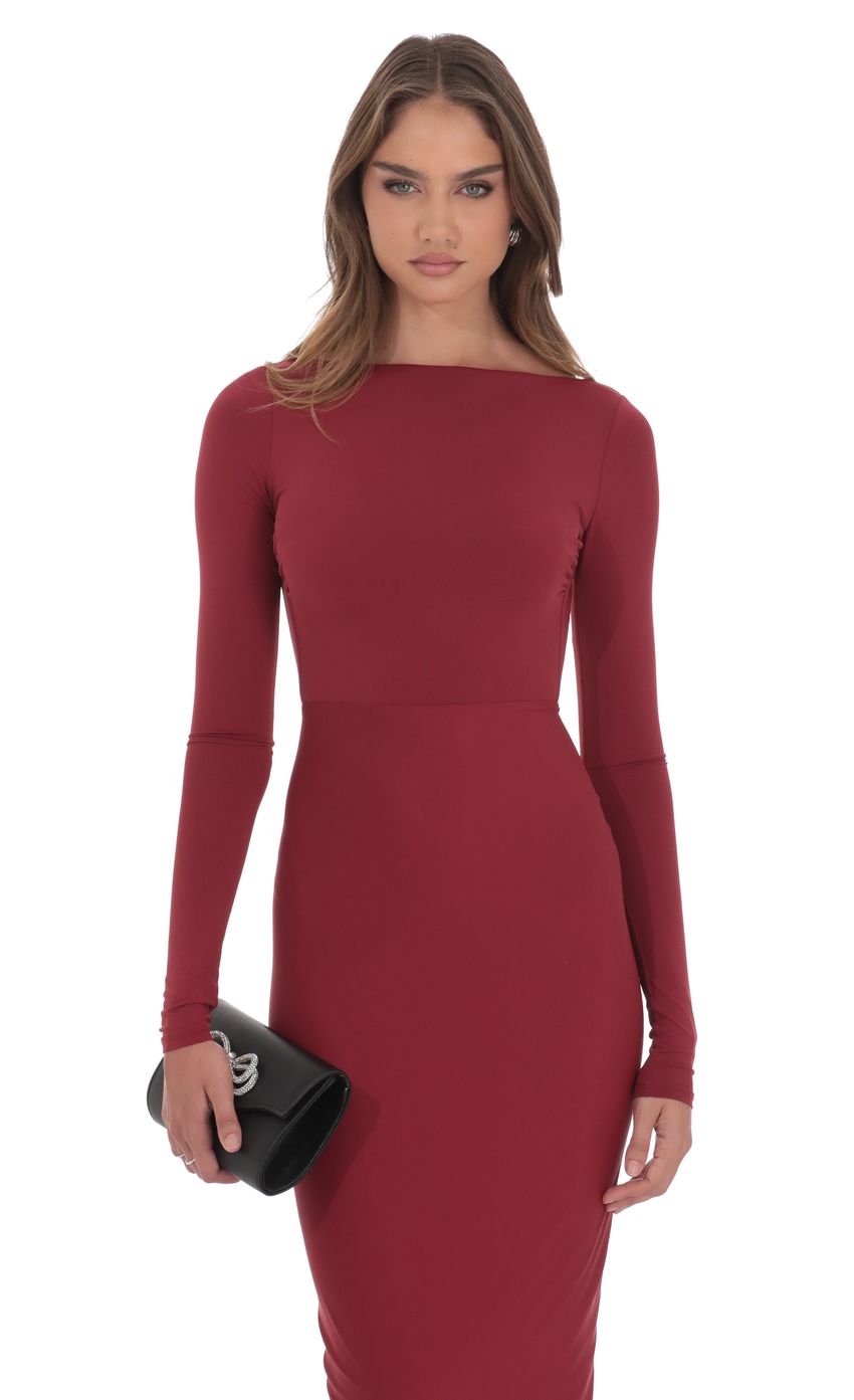 Product image for Bodycon Open Back Dress in Maroon