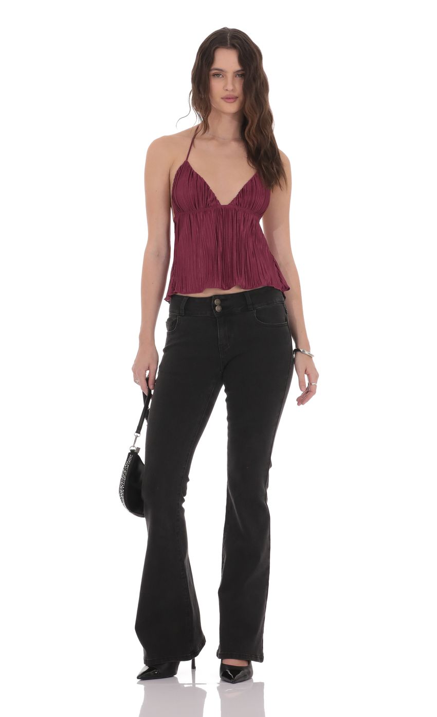 Product image for Pleated Babydoll Top in Plum