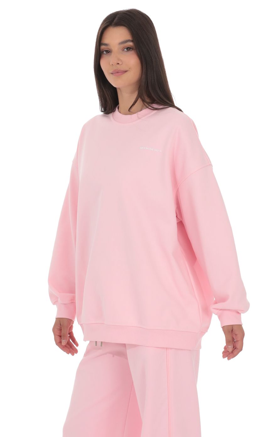 Product image for Lucy Oversized Crewneck in Pink