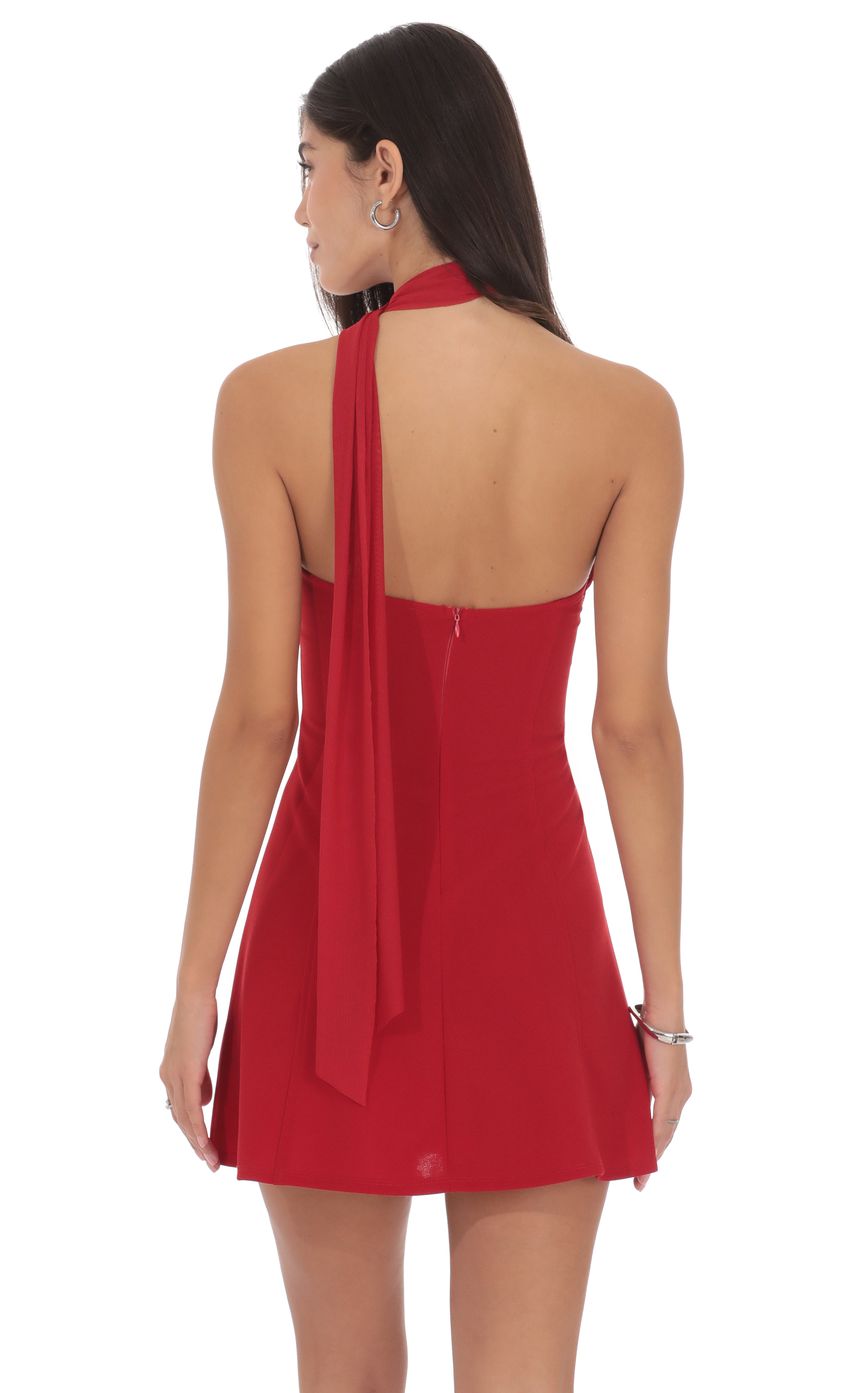 Product image for Scarf Wrap Fit and Flare Dress in Red