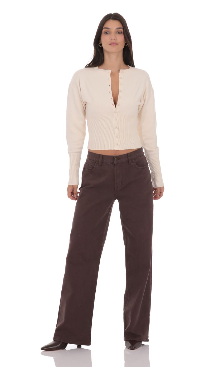 Изображение товара для Кардиган из трикотажа с поясом кремовый