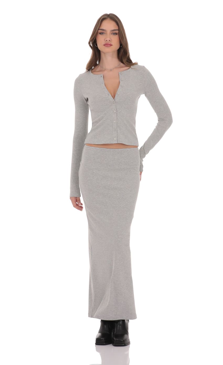 Изображение товара для Серая макси-юбка в рубчик