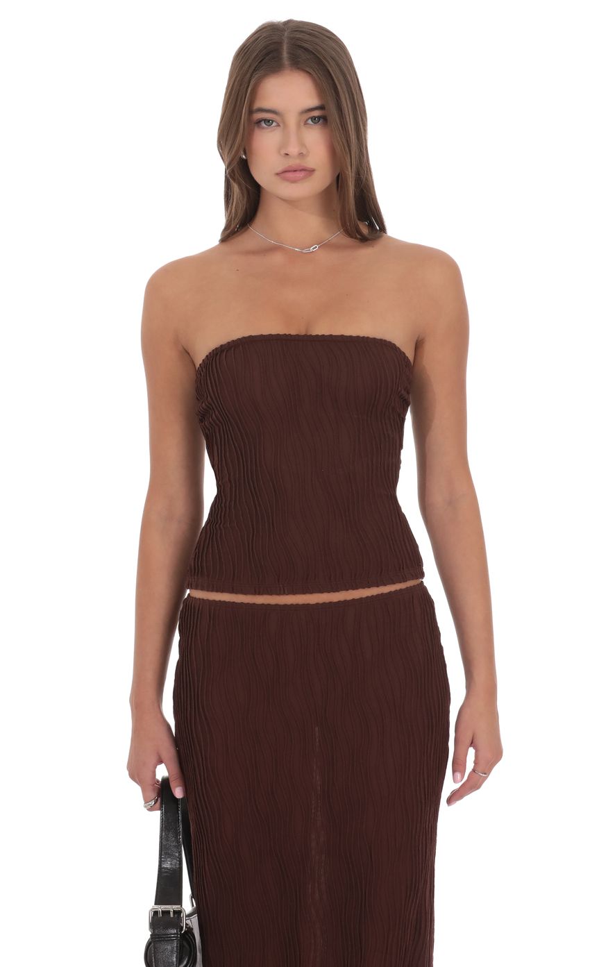 Изображение товара для Фактурный топ-бюстье коричневого цвета