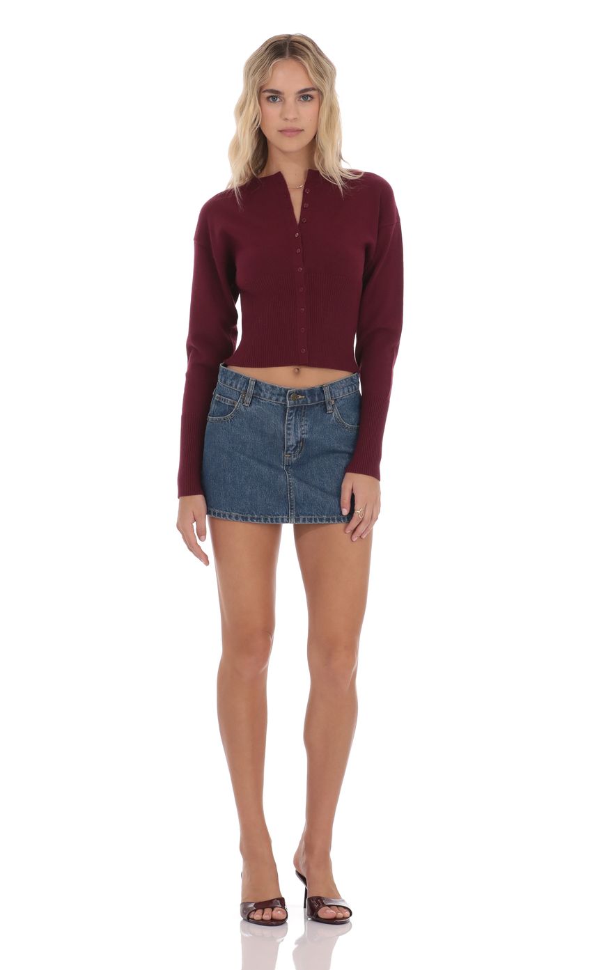 Изображение товара для Приталенный кардиган бордового цвета