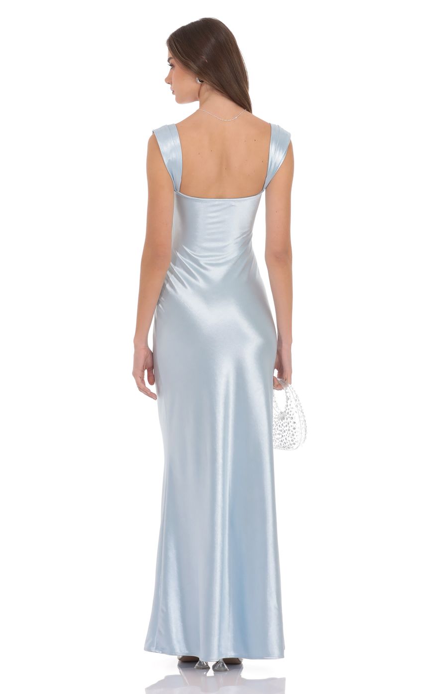 Product image for Satin Lace-Bust Maxi Dress in Light Blue