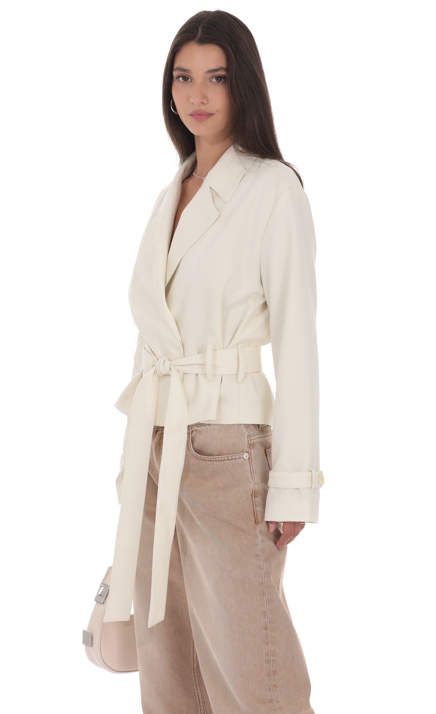 Product image for Belted Short Trench Coat in Ivory