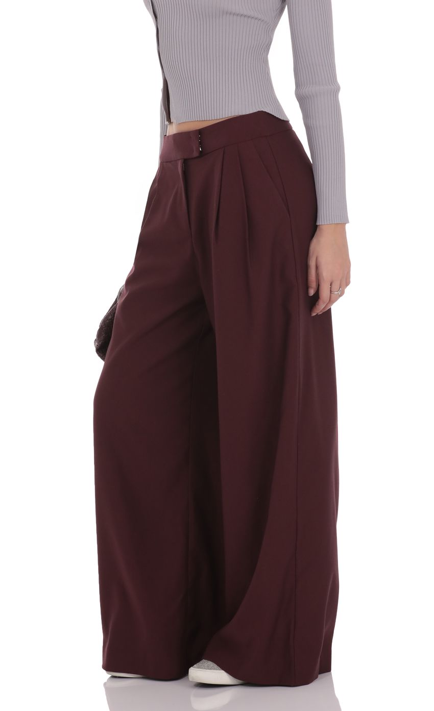 Product image for Pleated Baggy Trousers in Burgundy