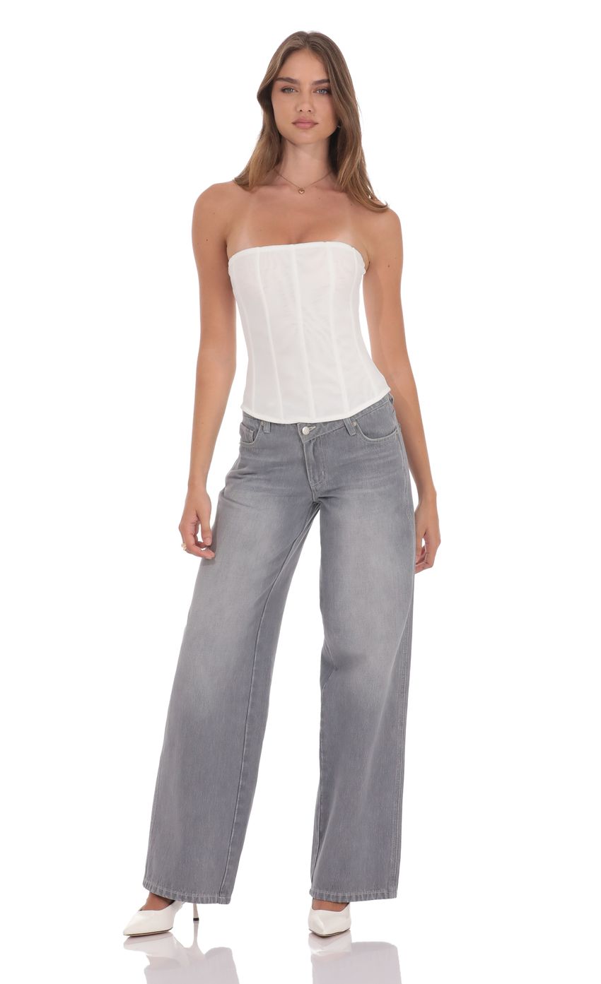 Product image for Sheer Mesh Strapless Corset Top in White