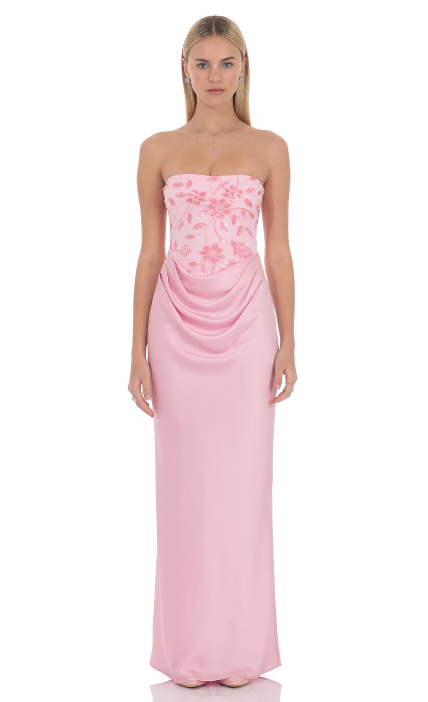 Product image for Elodie Embellished Strapless Maxi Dress