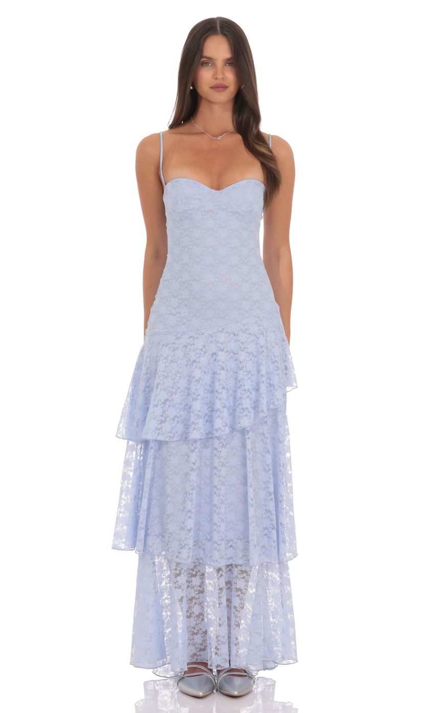 Product image for Sweetheart Neckline Tiered Ruffle Skirt Maxi Dress