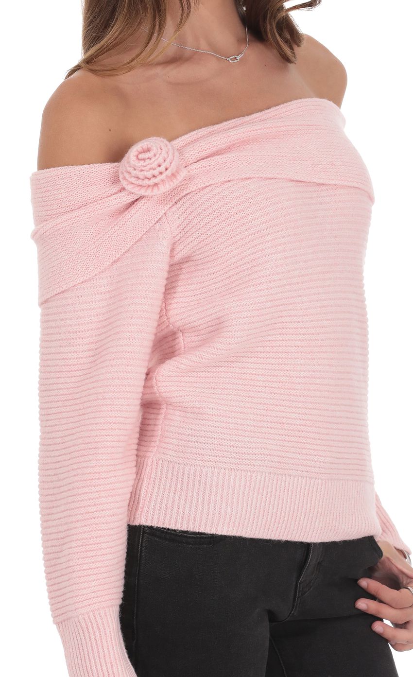 Product image for Rosette Off Shoulder Jumper in Pink
