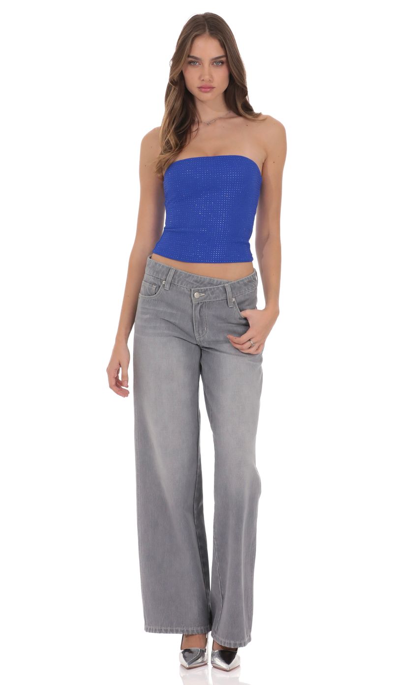 Product image for Mesh Rhinestone Top in Royal Blue