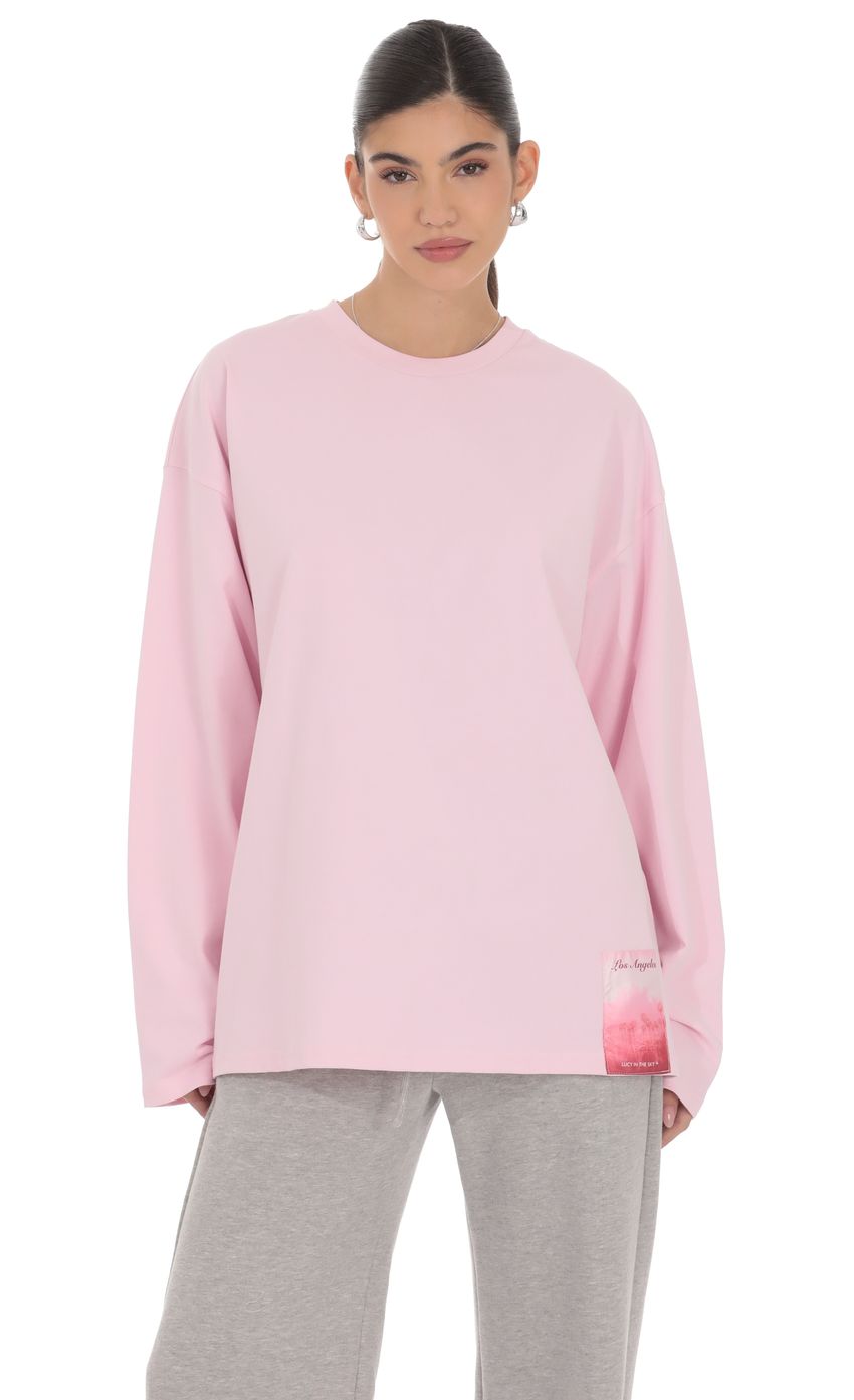 Product image for Lucy Graphic Crewneck Shirt in Pink