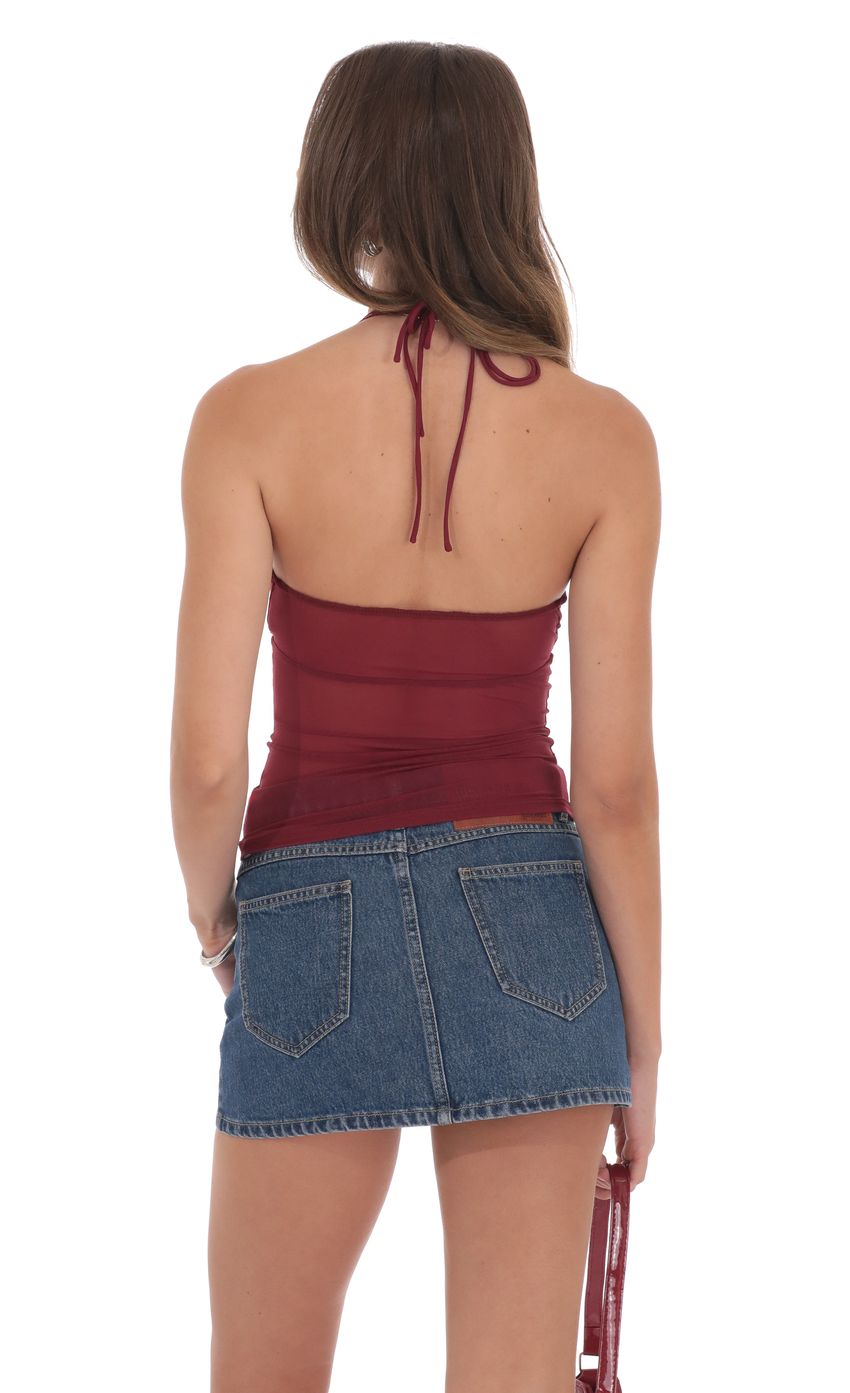 Picture Mesh Halter Top in Wine. Source: https://media-img.lucyinthesky.com/data/product-media/850xAUTO/5f3f0d69-ff83-4ea7-a9f8-b74323d1c840.jpg
