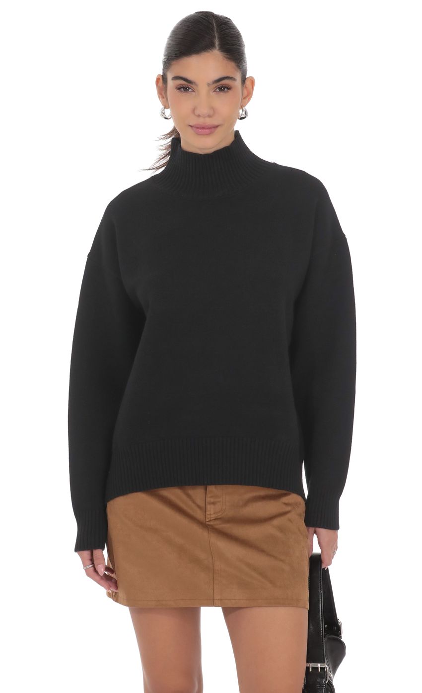Product image for Turtle Neck Knit Jumper in Black