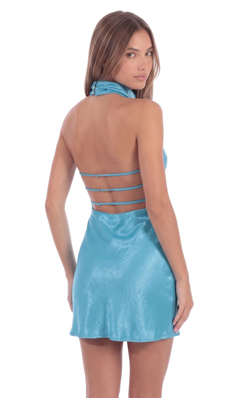 Product image for Halter Mini Dress in Aqua
