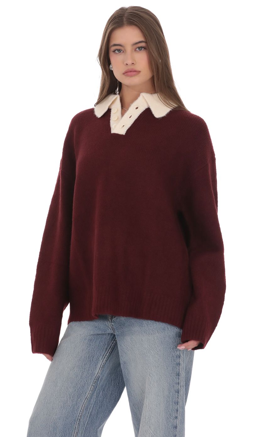 Изображение товара для Джемпер в стиле регби бордового цвета