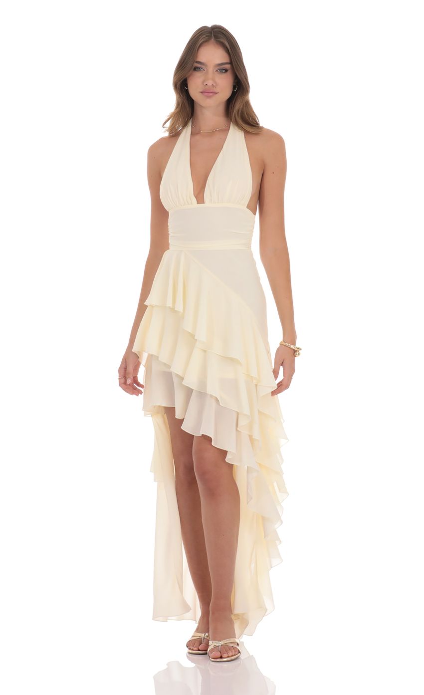Picture Asymmetrical Ruffle Maxi Dress in Ivory. Source: https://media-img.lucyinthesky.com/data/product-media/850xAUTO/61e6d944-8569-4d14-a27f-a6eaa7ebfcd4.jpg