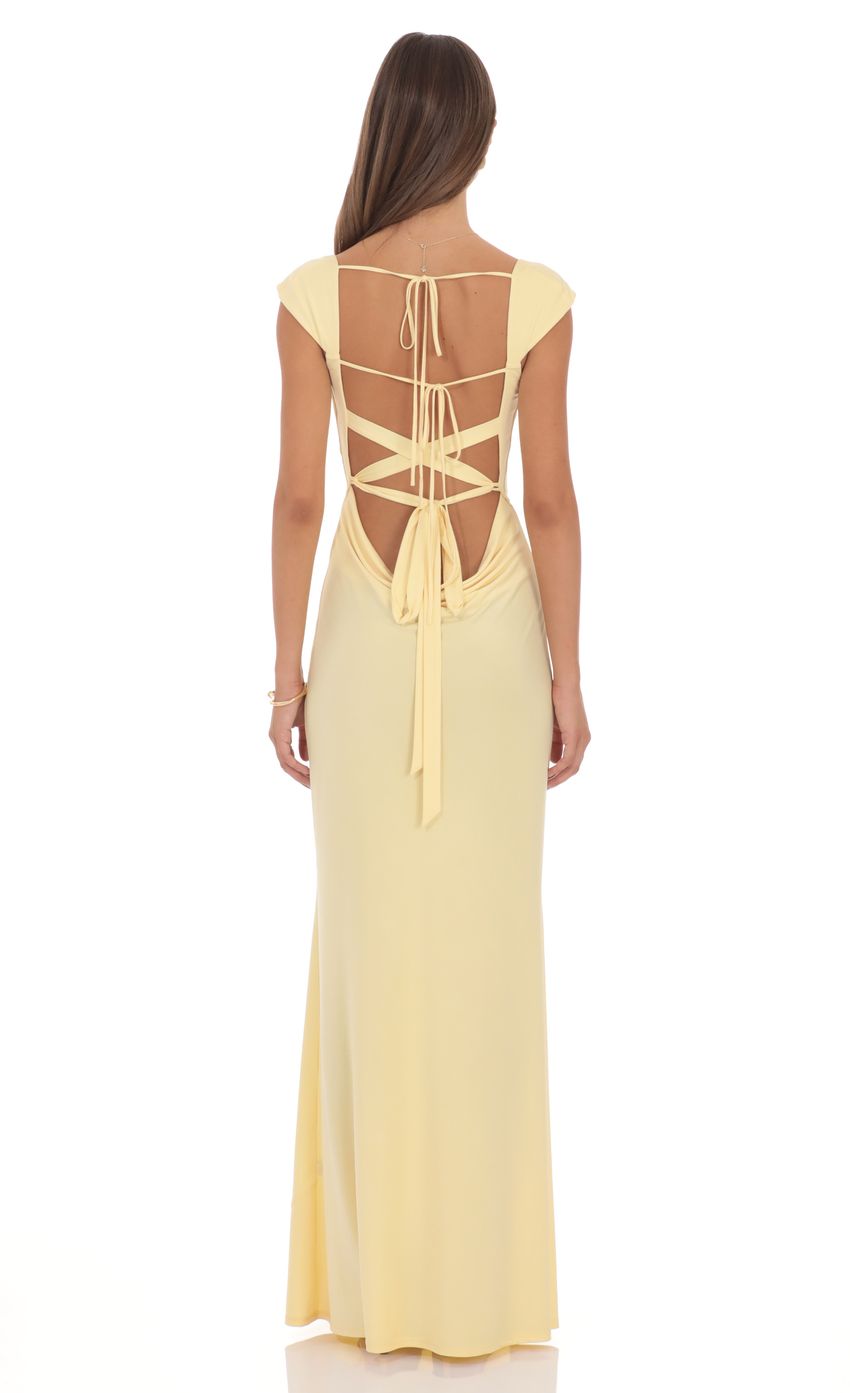 Product image for Strappy Cowl Neck Maxi Dress in Yellow