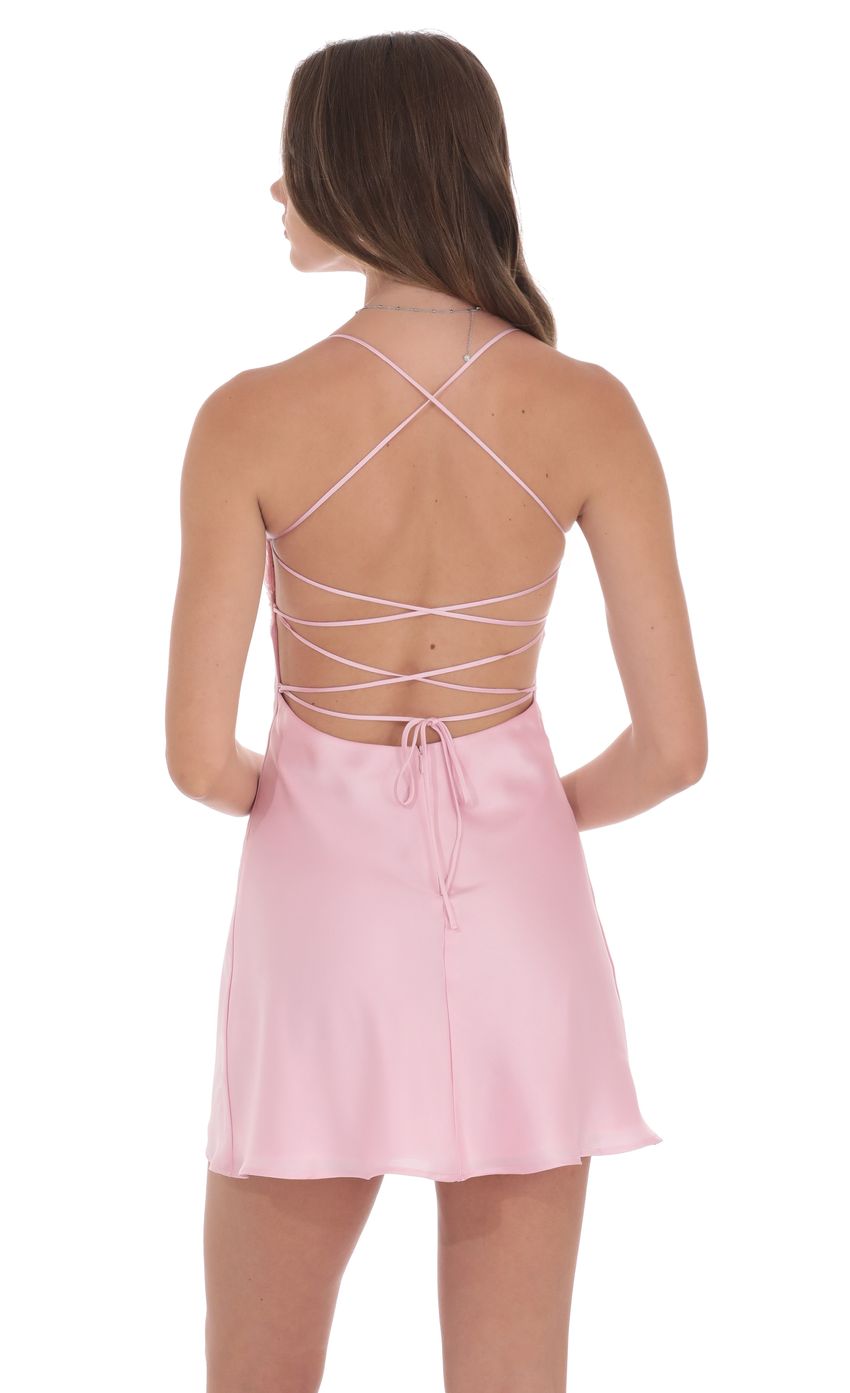 Product image for Satin Sequin Bust Dress in Pink