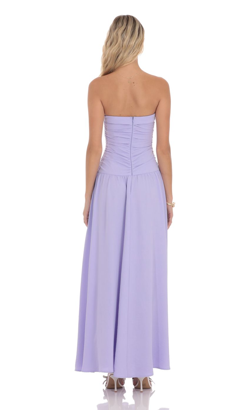 Picture Strapless Drop Waist Maxi Dress in Lavender. Source: https://media-img.lucyinthesky.com/data/product-media/850xAUTO/63b94a09-cf8c-44af-96ce-e5b01e0ba621.jpg