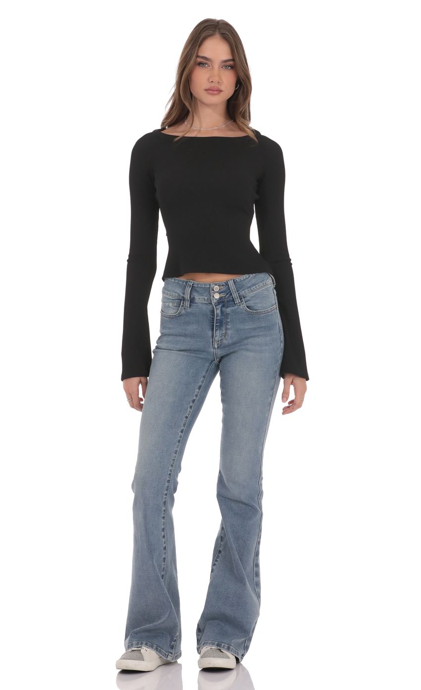 Product image for Back Tie Cutout Top in Black