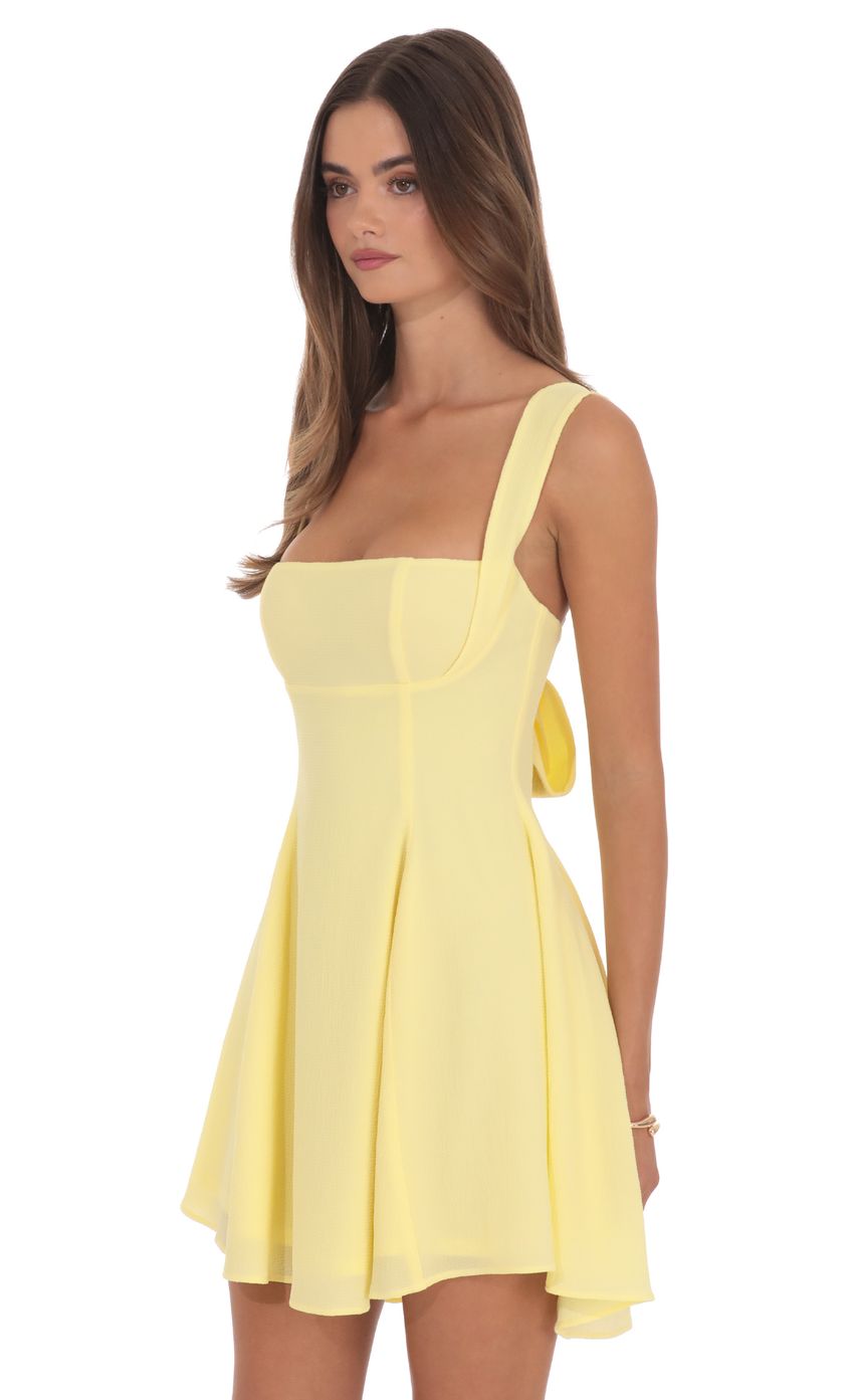 Product image for Back Bow Fit and Flare Dress in Pastel Yellow