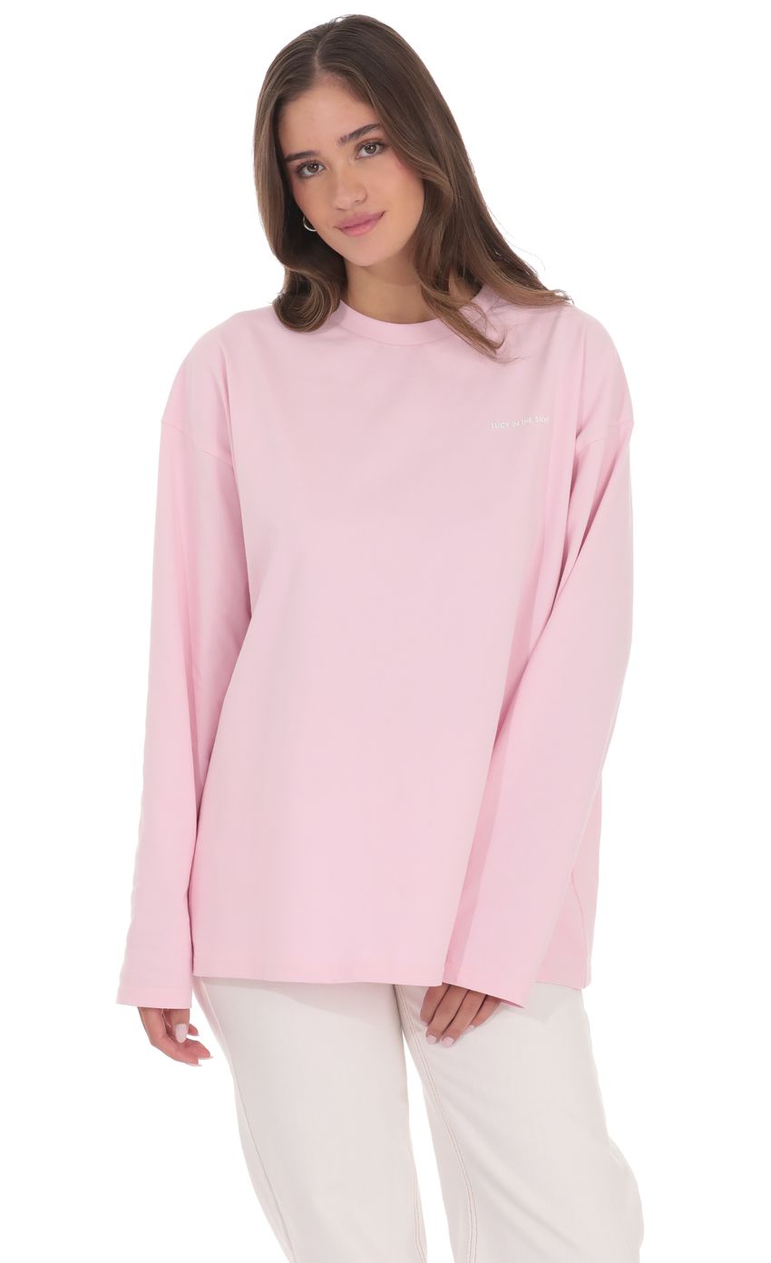 Product image for LA Graphic Crewneck Shirt in Pink