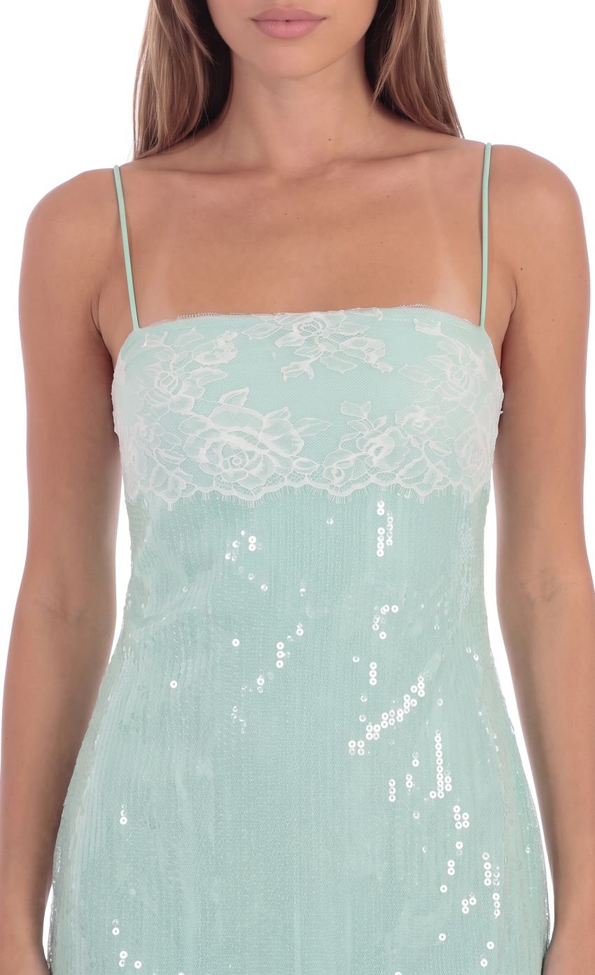 Product image for Sequin Lace Bust Mini Dress in Mint