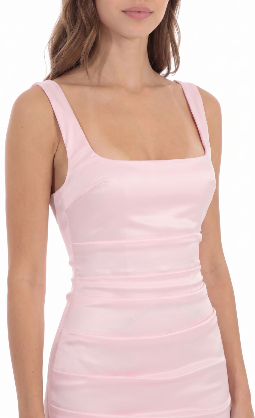 Product image for Satin Bodycon Dress in Baby Pink