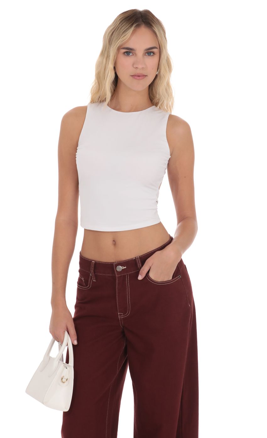 Product image for Open Back Twist Top in White