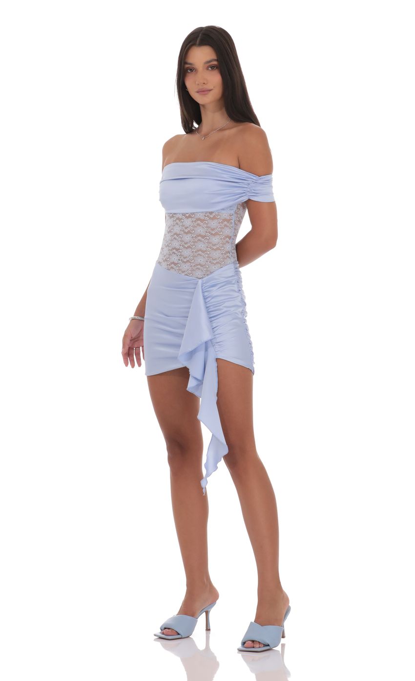Product image for Off Shoulder Lace Cutout Dress in Light Blue