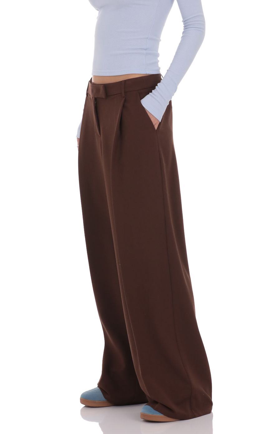 Product image for Pleated Wide Leg Trousers in Brown